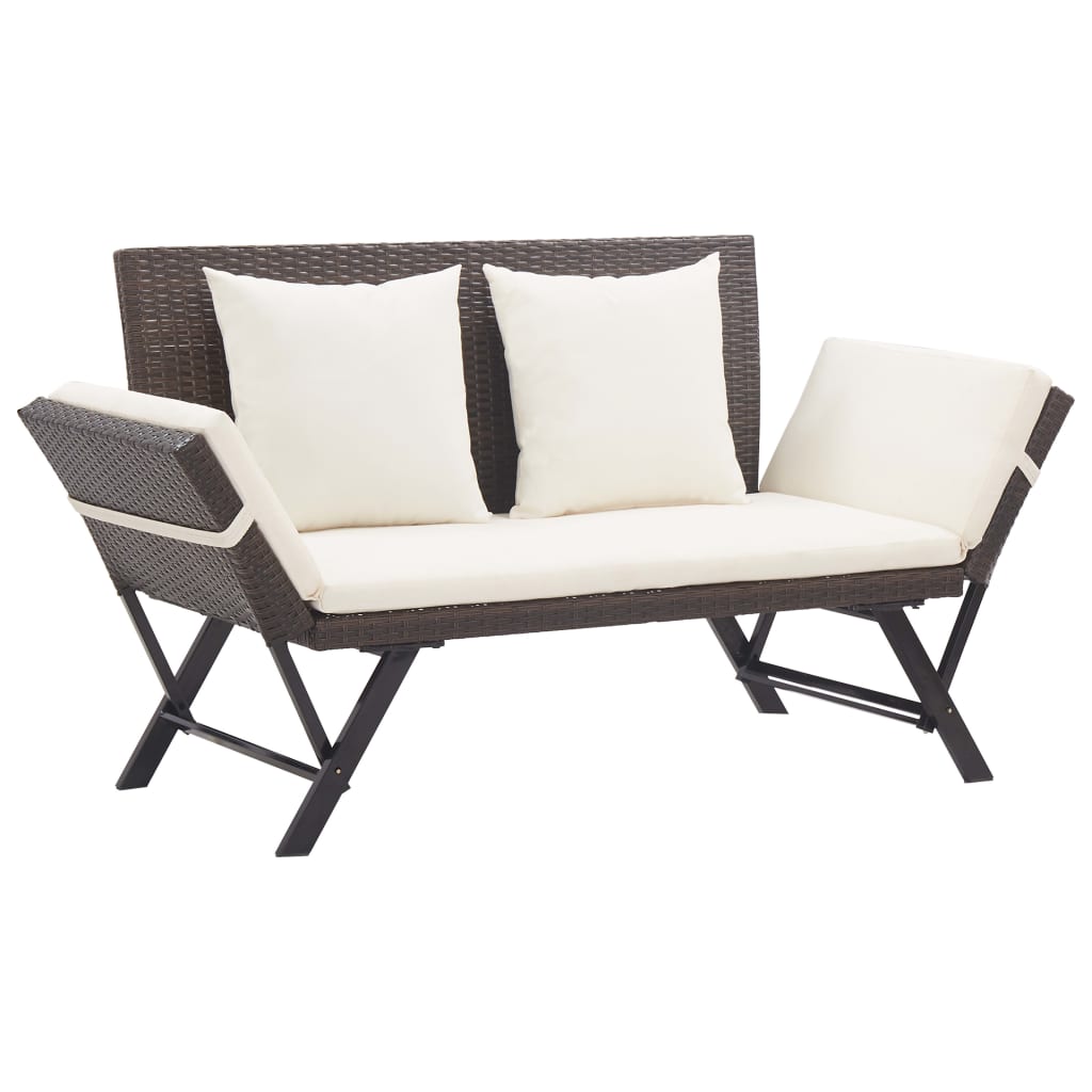 Tuinbank met kussens 176 cm poly rattan