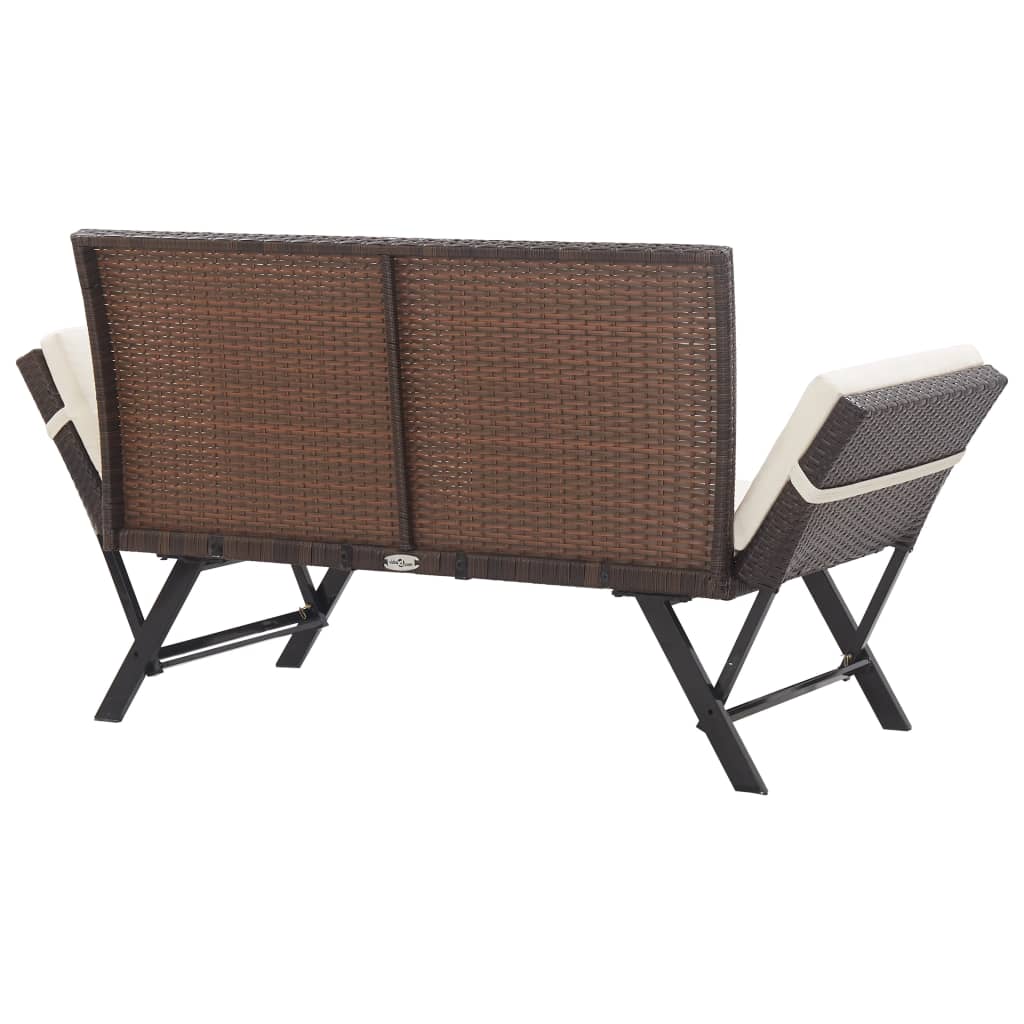 Tuinbank met kussens 176 cm poly rattan