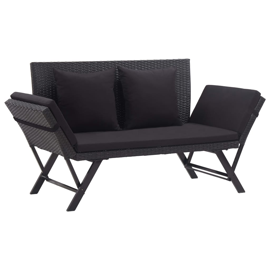 Tuinbank met kussens 176 cm poly rattan