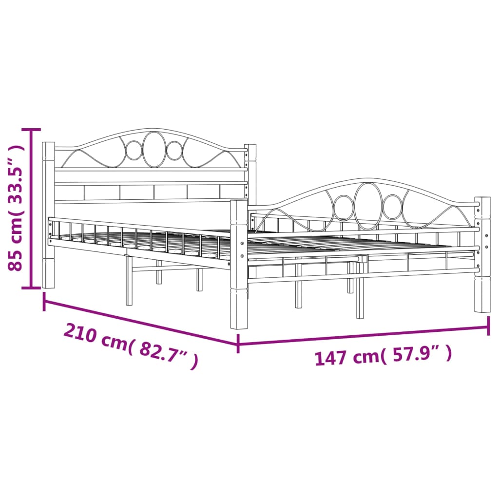 Bedframe metaal zwart 180x200 cm