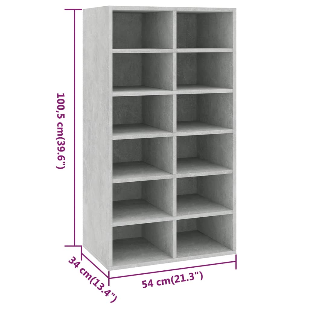 Schoenenrek 54x34x100,5 cm bewerkt hout eikenkleurig