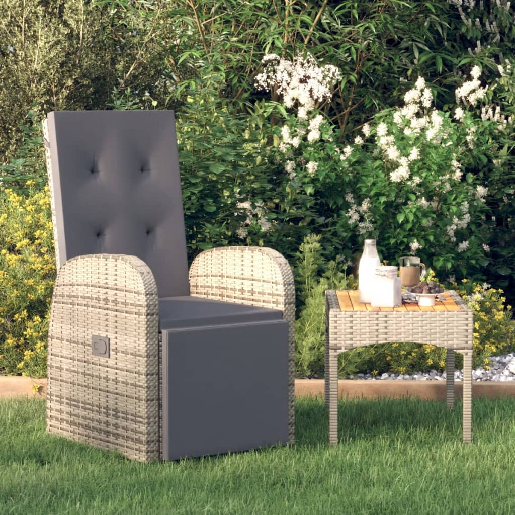 Tuinstoelen 2 st verstelbaar met kussens poly rattan