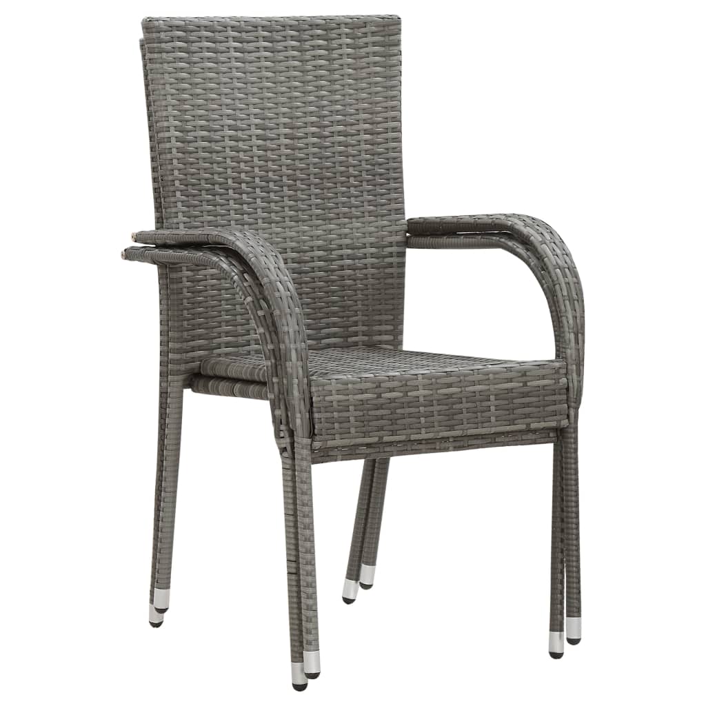 Tuinstoelen stapelbaar 6 st poly rattan