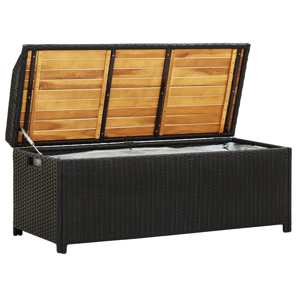 Opbergbank 100x50x52 cm poly rattan en acaciahout