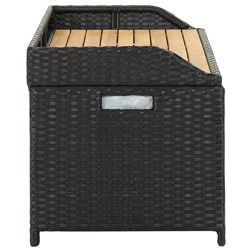 Opbergbank 100x50x52 cm poly rattan en acaciahout