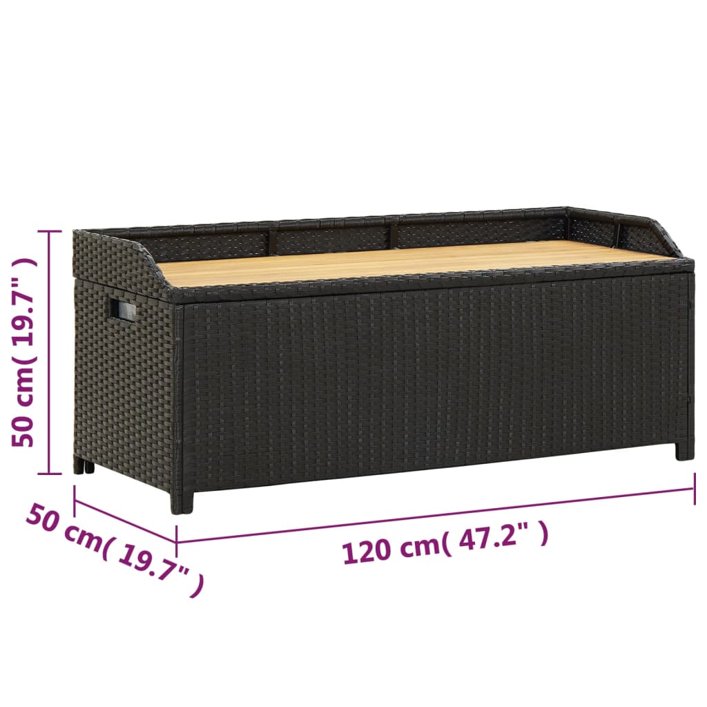 Tuinopbergbank 120 cm poly rattan