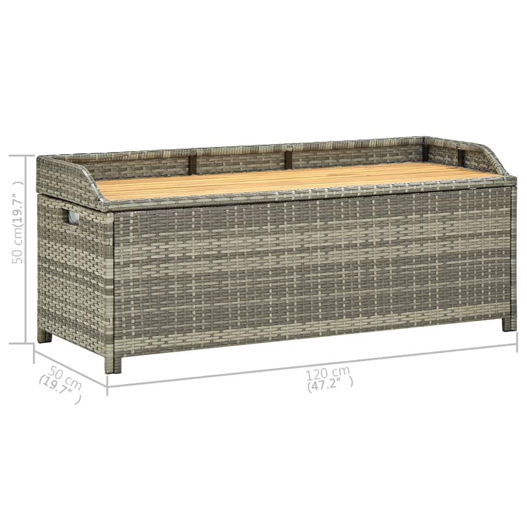 Opbergbank 100x50x52 cm poly rattan en acaciahout