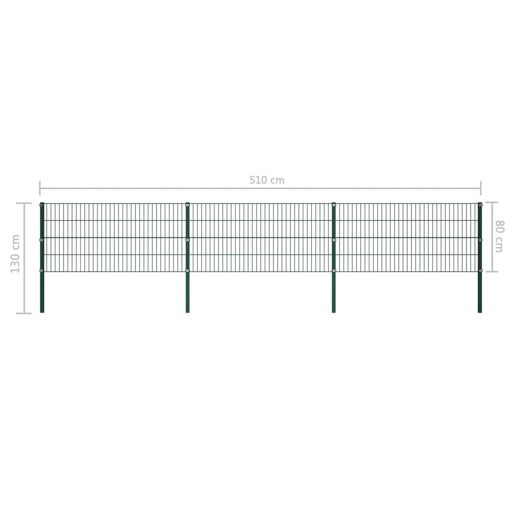 Schuttingpaneel met palen 1,7x0,8 m ijzer groen