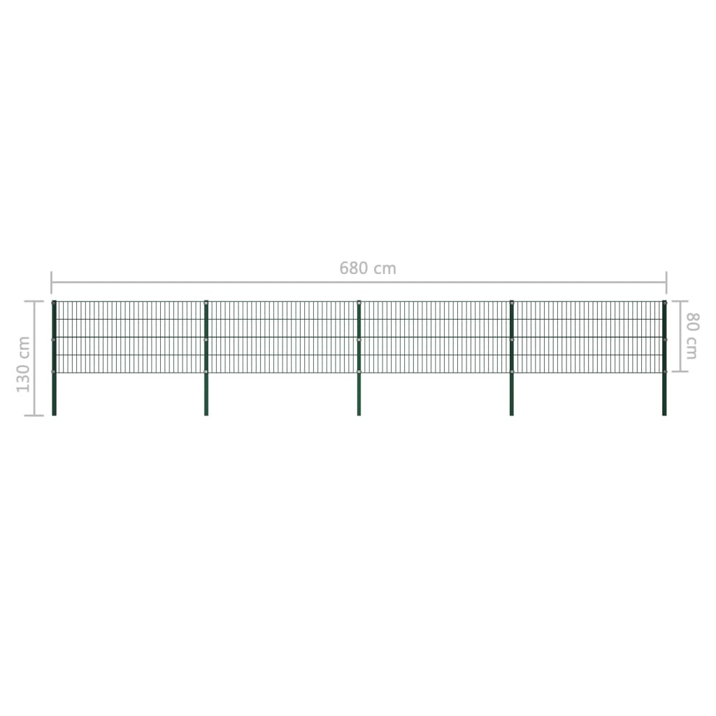 Schuttingpaneel met palen 1,7x0,8 m ijzer groen