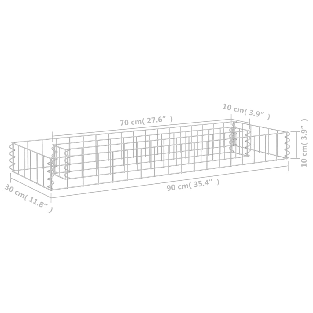 Gabion plantenbak verhoogd 180x30x30 cm gegalvaniseerd staal