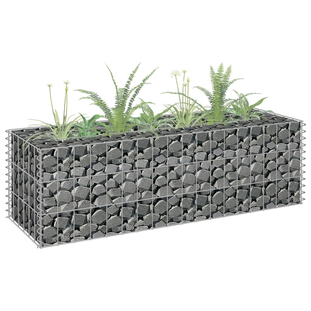 Gabion plantenbak verhoogd 180x30x30 cm gegalvaniseerd staal