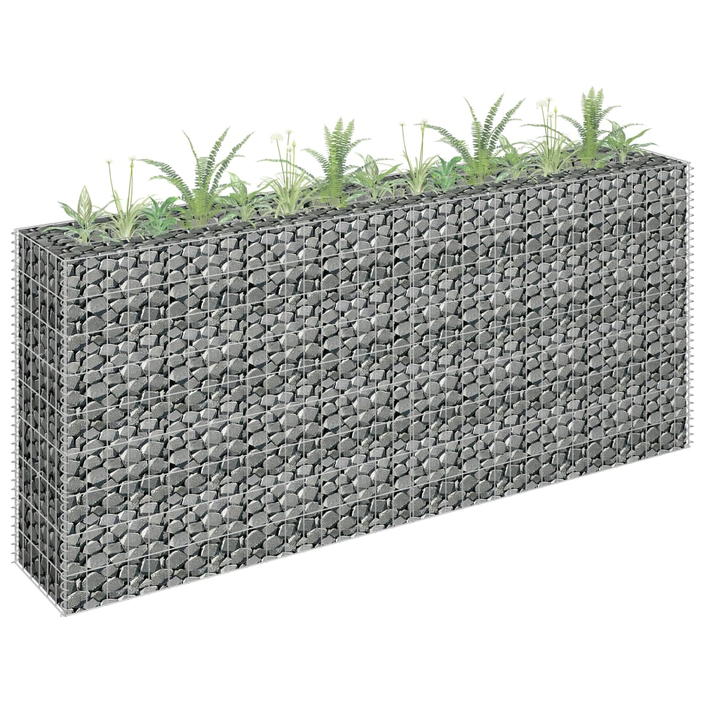 Gabion plantenbak verhoogd 180x30x30 cm gegalvaniseerd staal