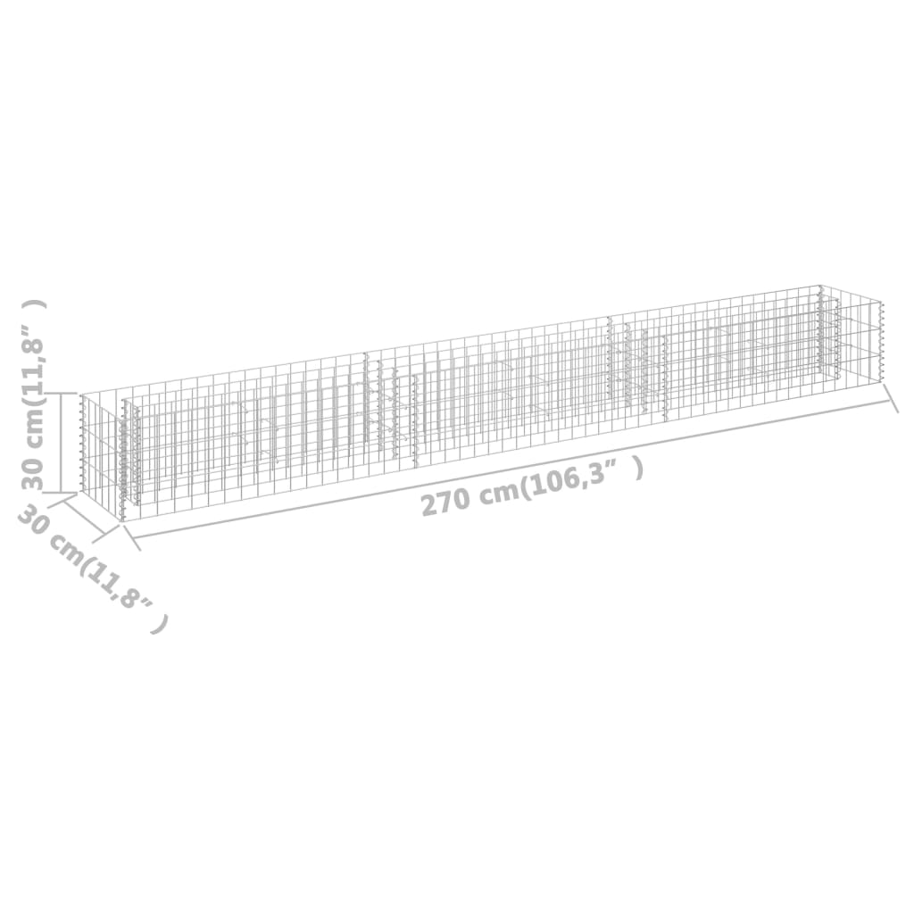 Gabion plantenbak verhoogd 90x30x90 cm gegalvaniseerd staal