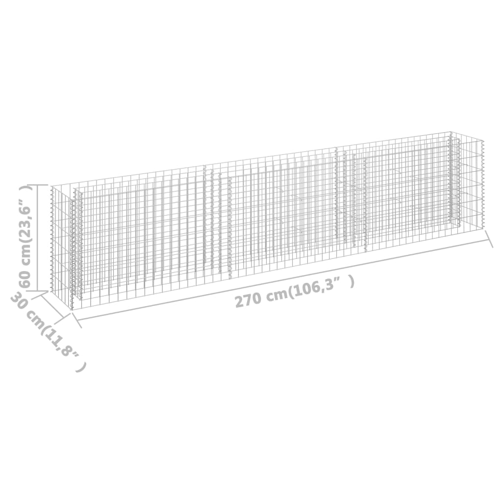 Gabion plantenbak verhoogd 90x30x90 cm gegalvaniseerd staal