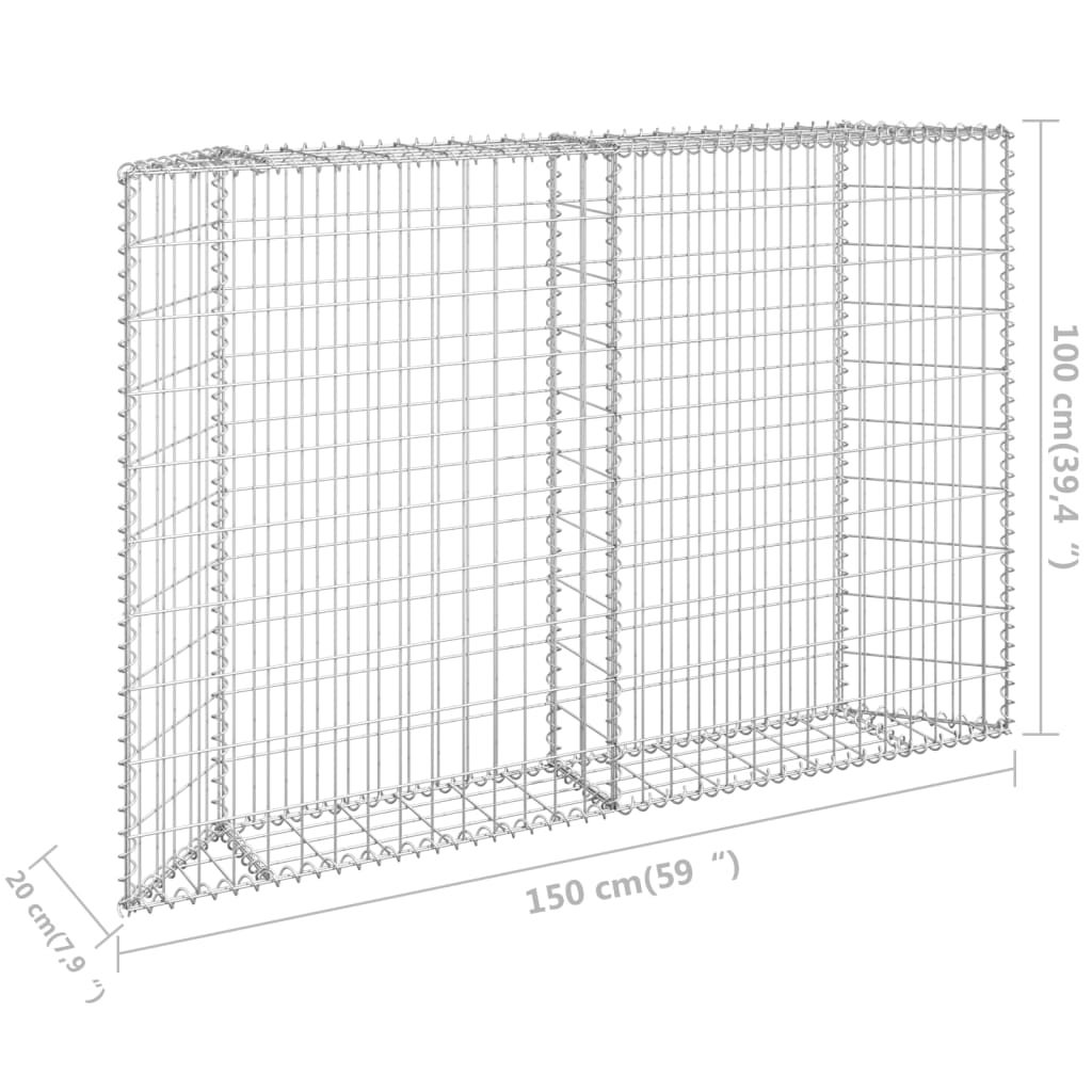 Gabion plantenbak trapezium 80x20x100 cm gegalvaniseerd staal