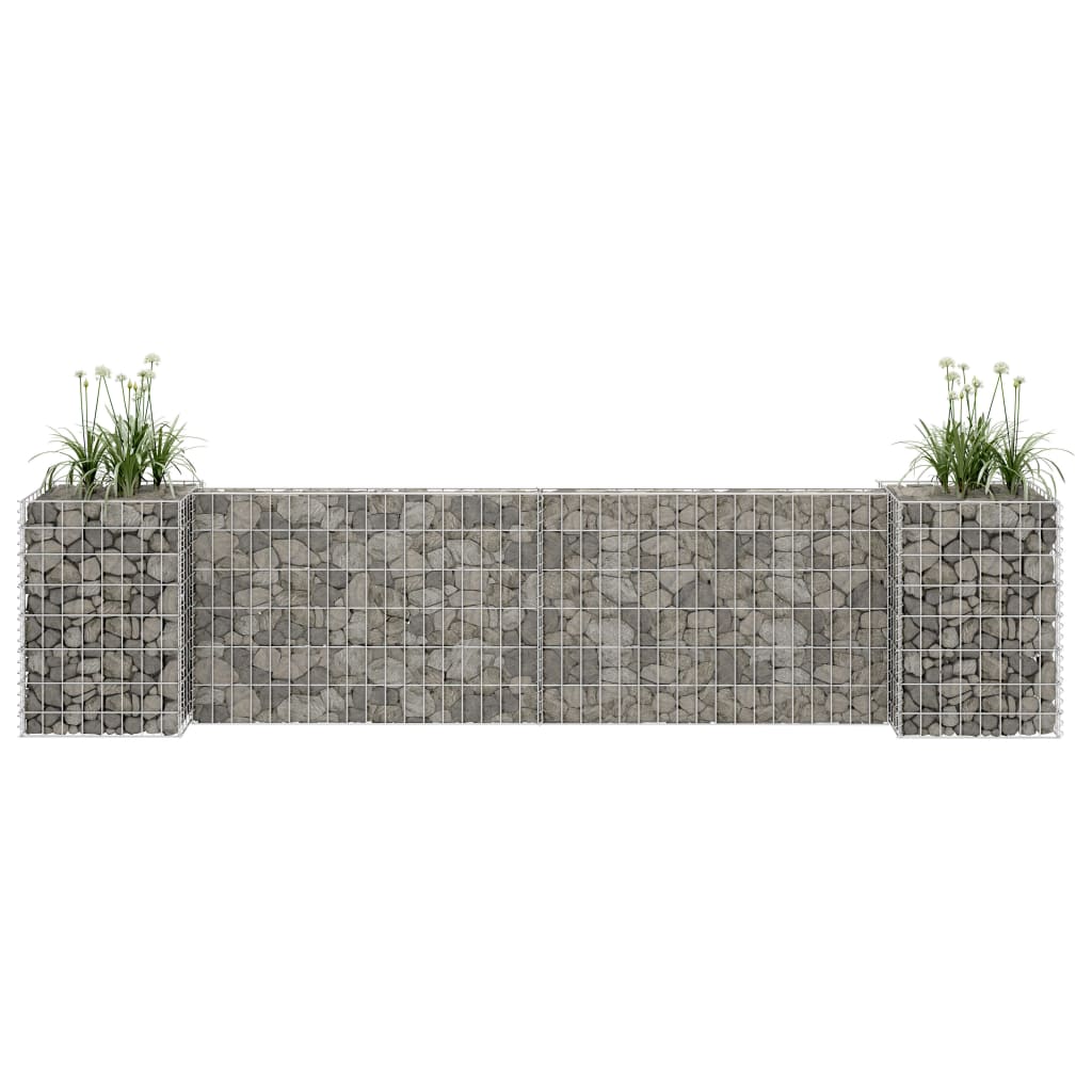 Gabion plantenbak H-vormig 260x40x60 cm staaldraad