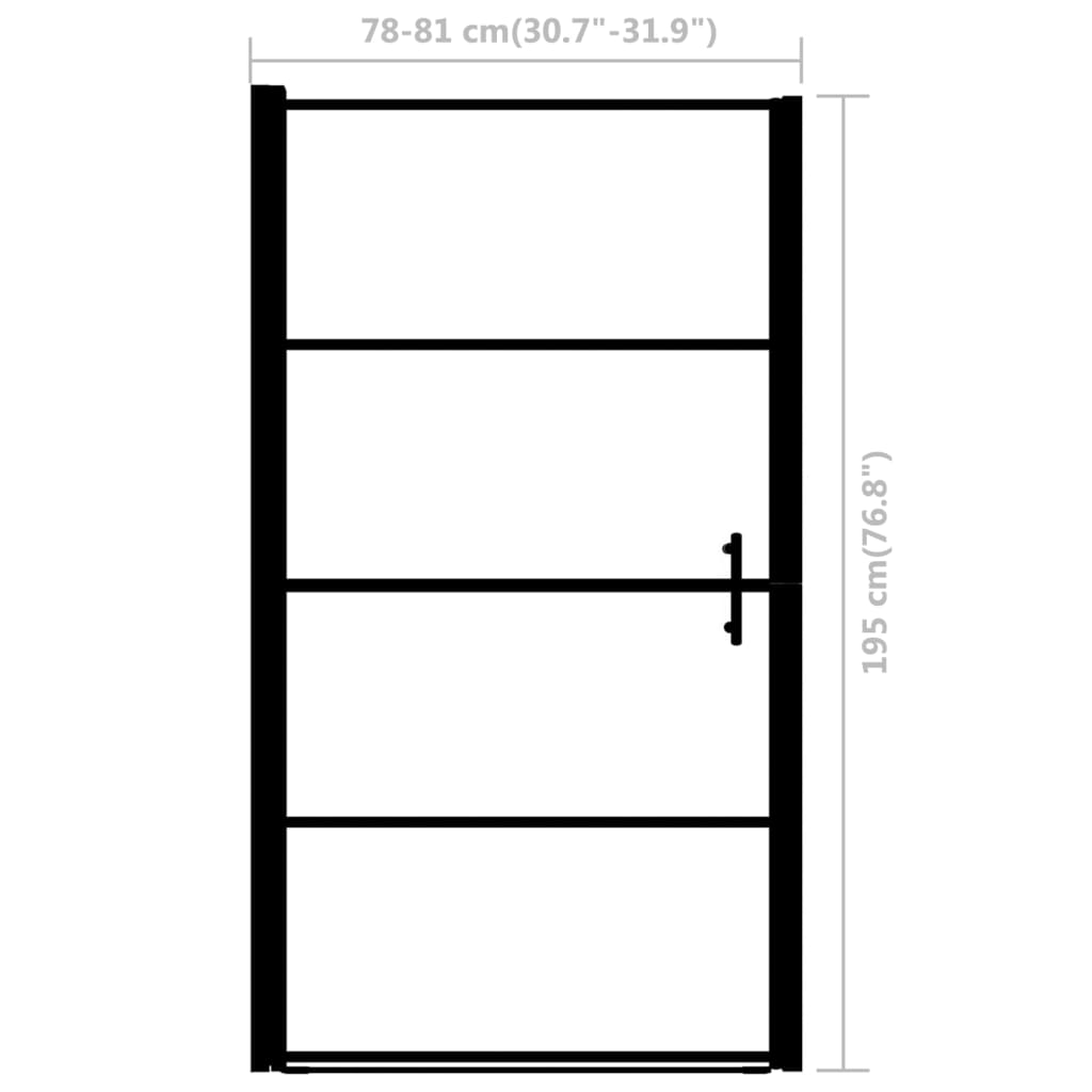 Douchedeur halfmat 91x195 cm gehard glas zwart