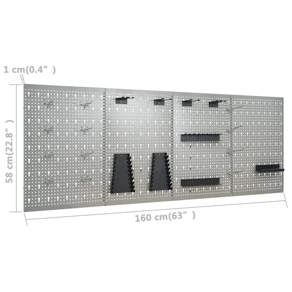 Gaatjespaneel wandgemonteerd 4 st 40x58 cm staal