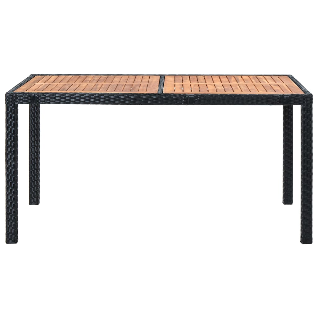 9-delige Tuinset poly rattan acaciahout zwart