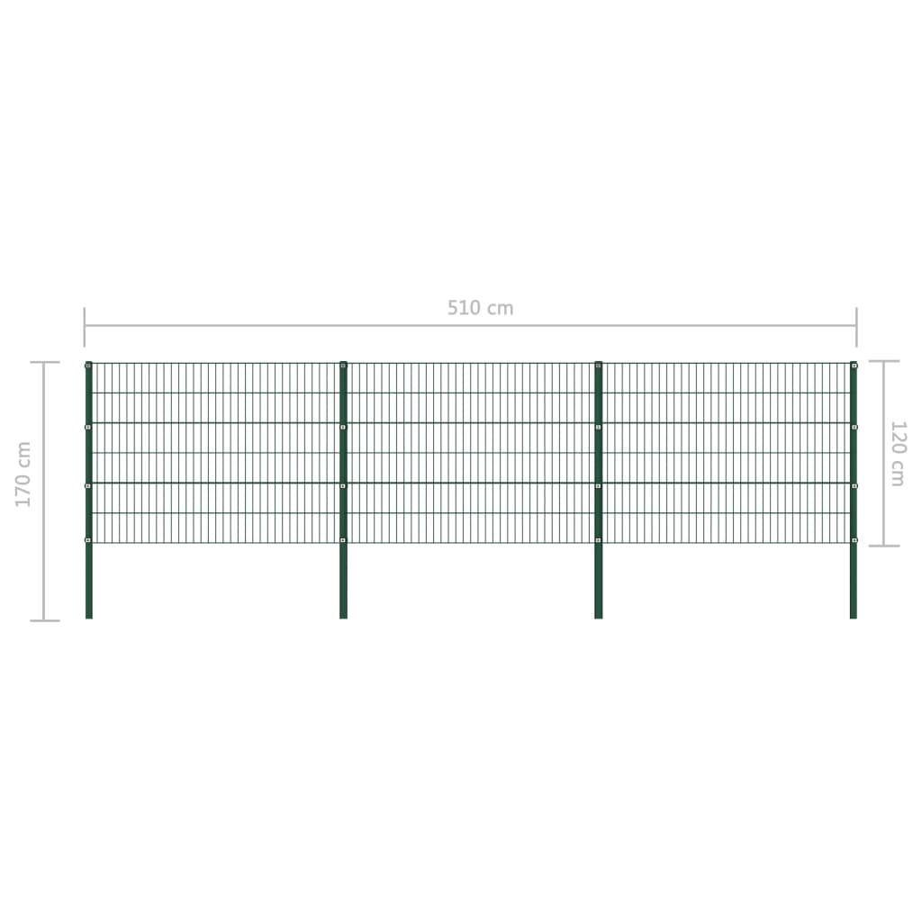 Schuttingpaneel met palen 1,7x0,8 m ijzer groen