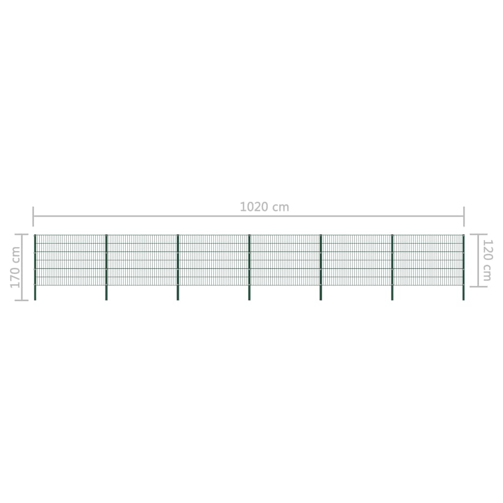 Schuttingpaneel met palen 1,7x0,8 m ijzer groen