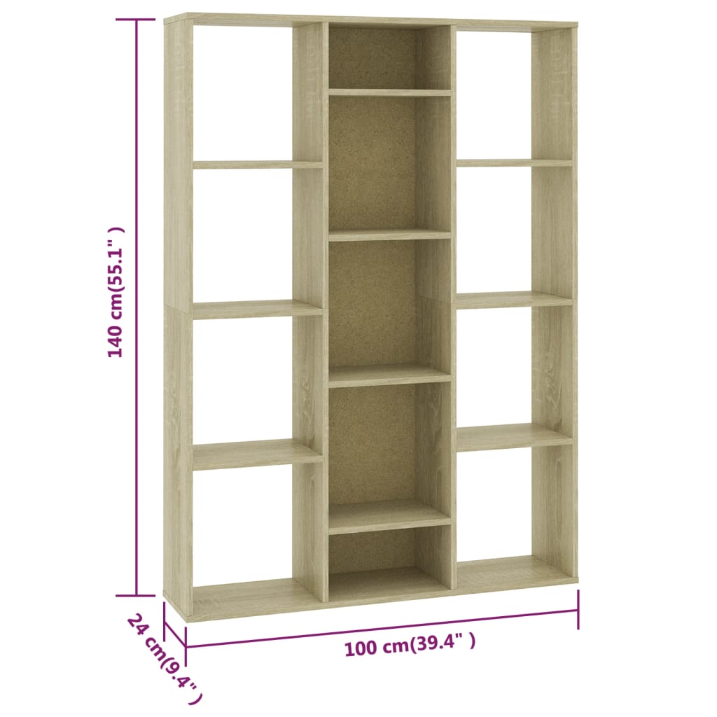 Kamerscherm/boekenkast 100x24x140 cm bewerkt hout