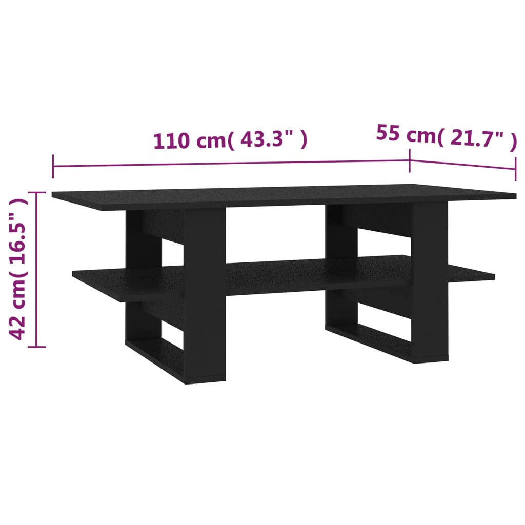 Salontafel 110x55x42 cm bewerkt hout hoogglans wit