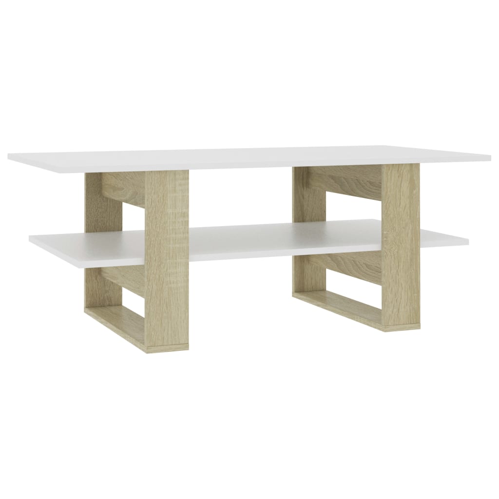 Salontafel 110x55x42 cm bewerkt hout hoogglans wit