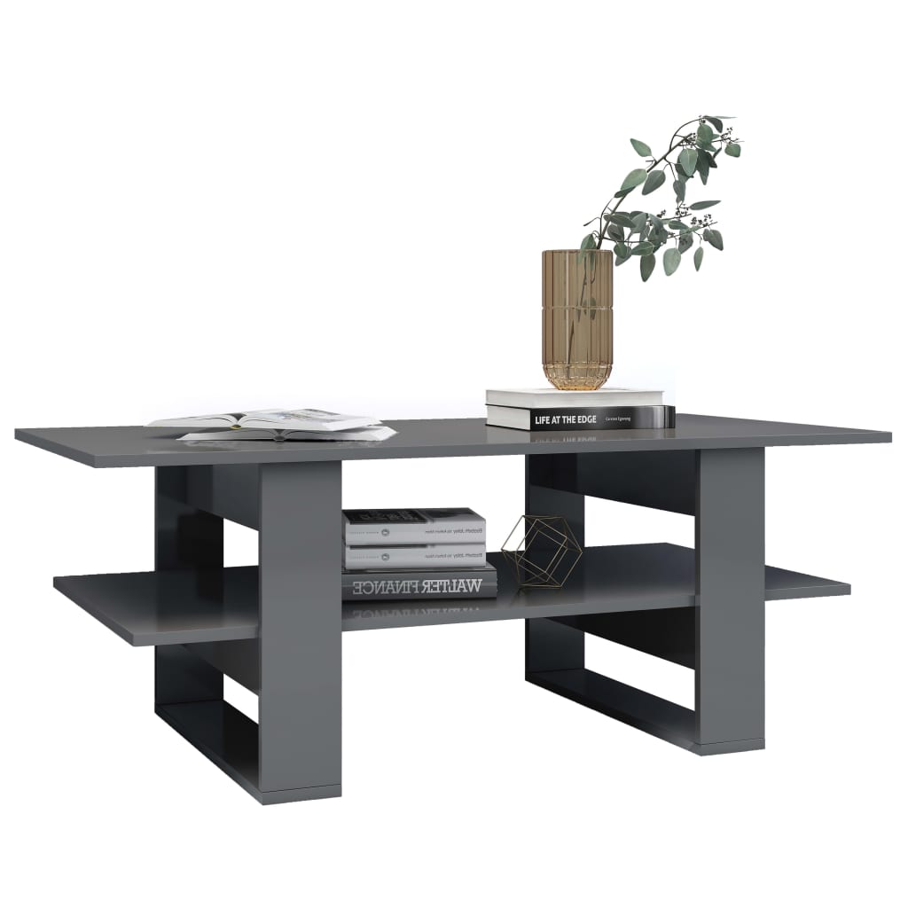 Salontafel 110x55x42 cm bewerkt hout hoogglans wit