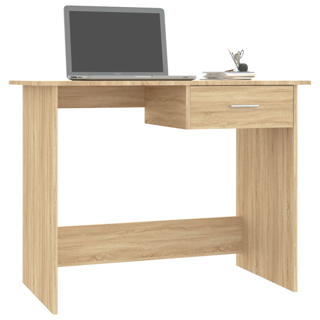 Bureau 100x50x76 cm bewerkt hout eikenkleurig