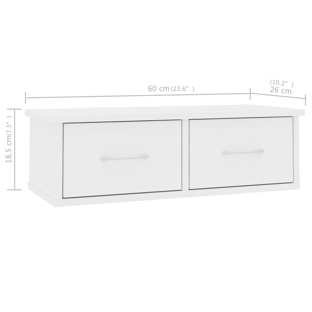 Wandschap met lades 60x26x18,5 cm bewerkt hout