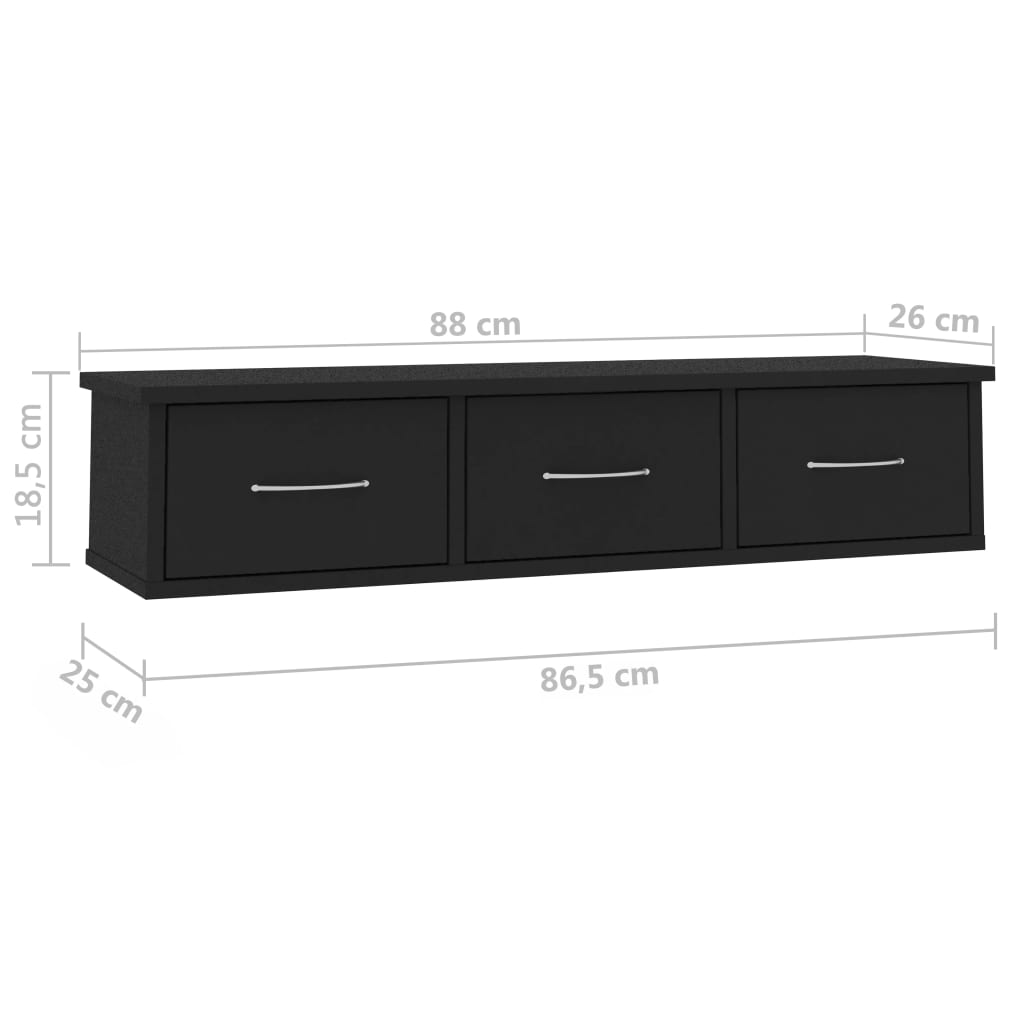 Wandschap met lades 88x26x18,5 cm bewerkt hout