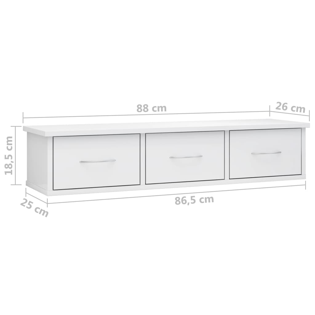 Wandschap met lades 88x26x18,5 cm bewerkt hout