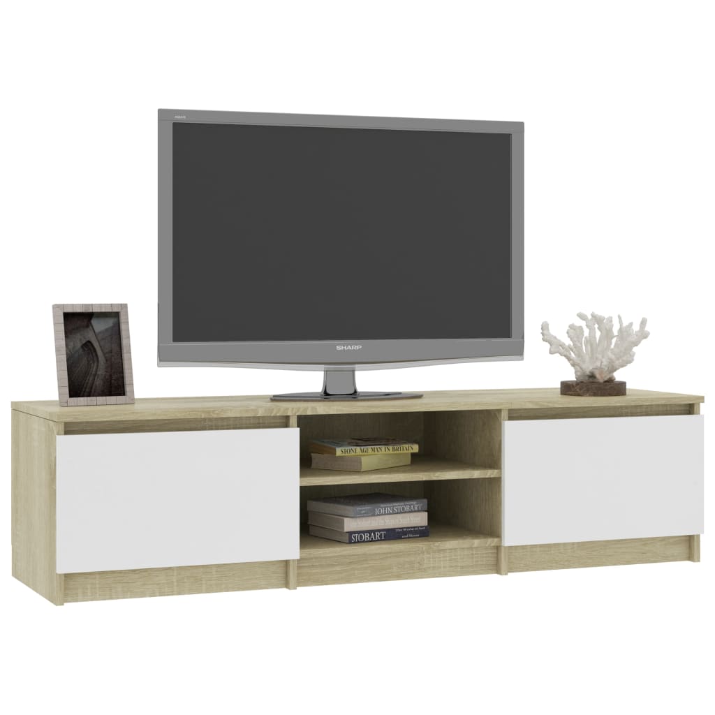 Tv-meubel 140x40x35,5 cm bewerkt hout eikenkleurig