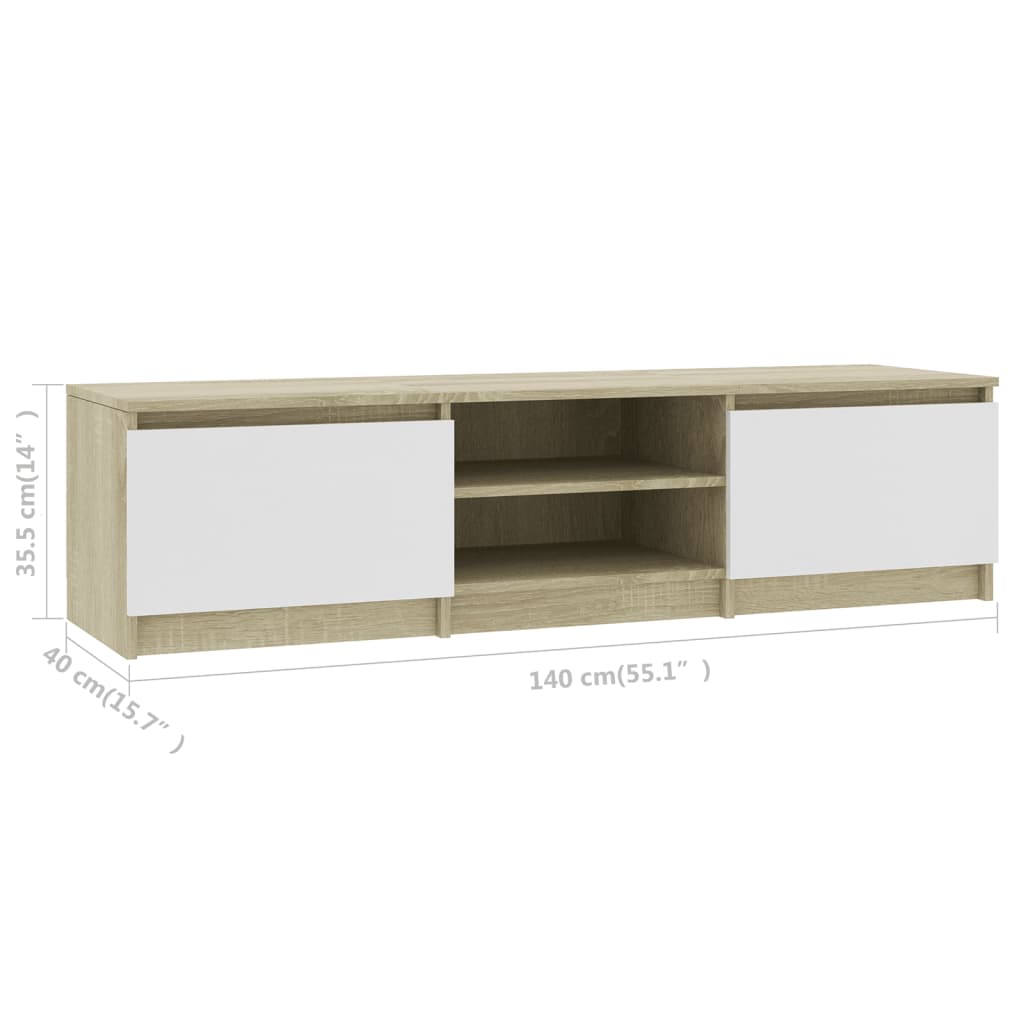 Tv-meubel 140x40x35,5 cm bewerkt hout eikenkleurig