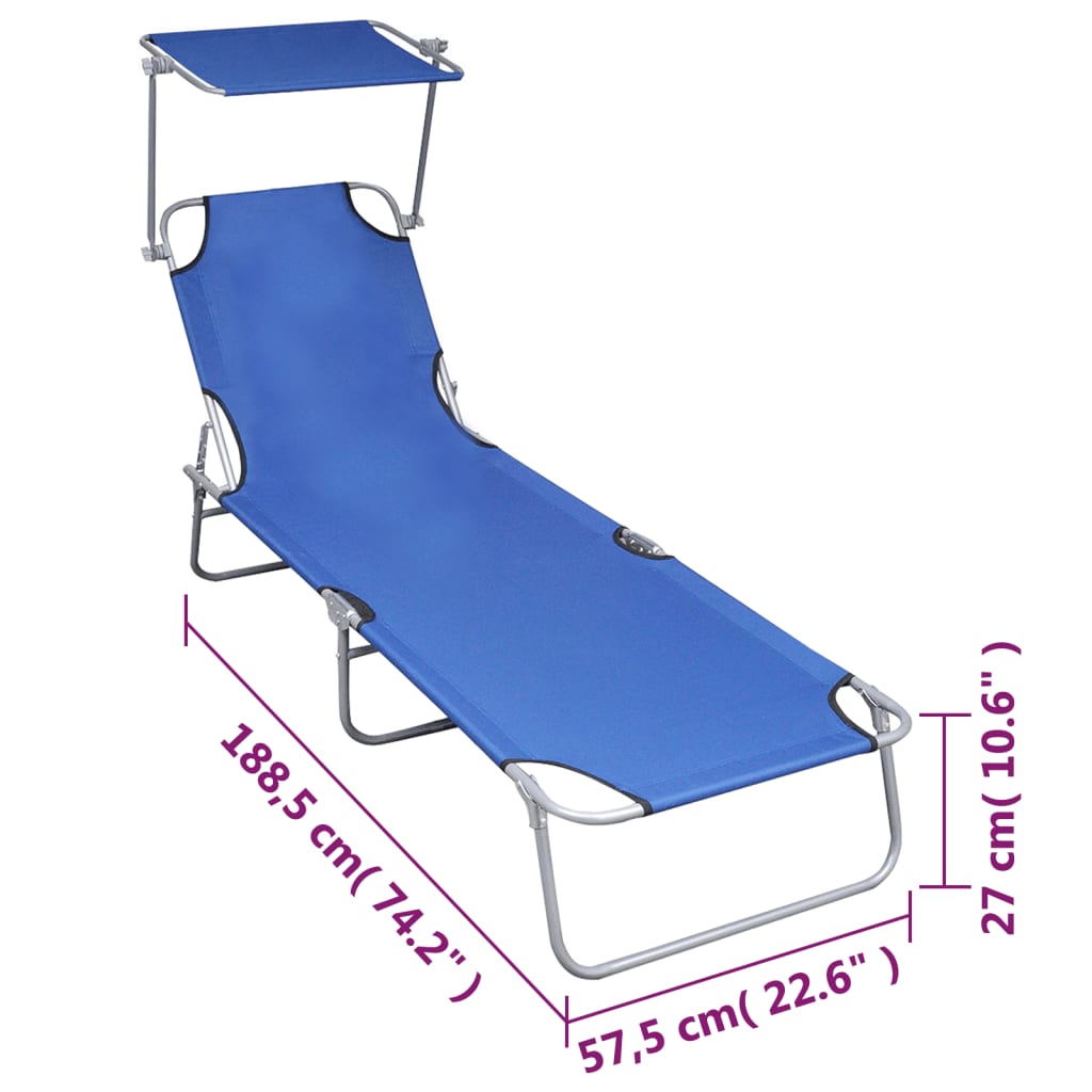 Ligbed inklapbaar met luifel aluminium