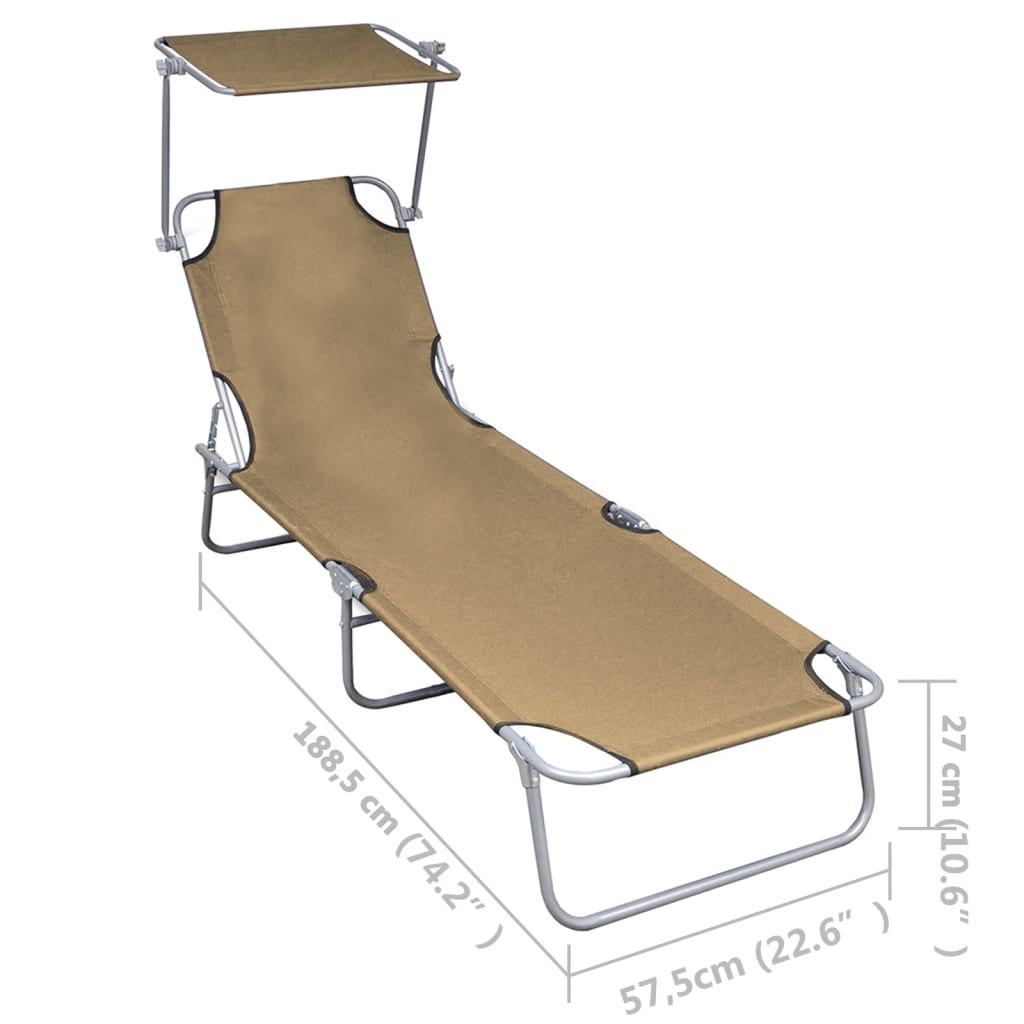 Ligbed inklapbaar met luifel aluminium