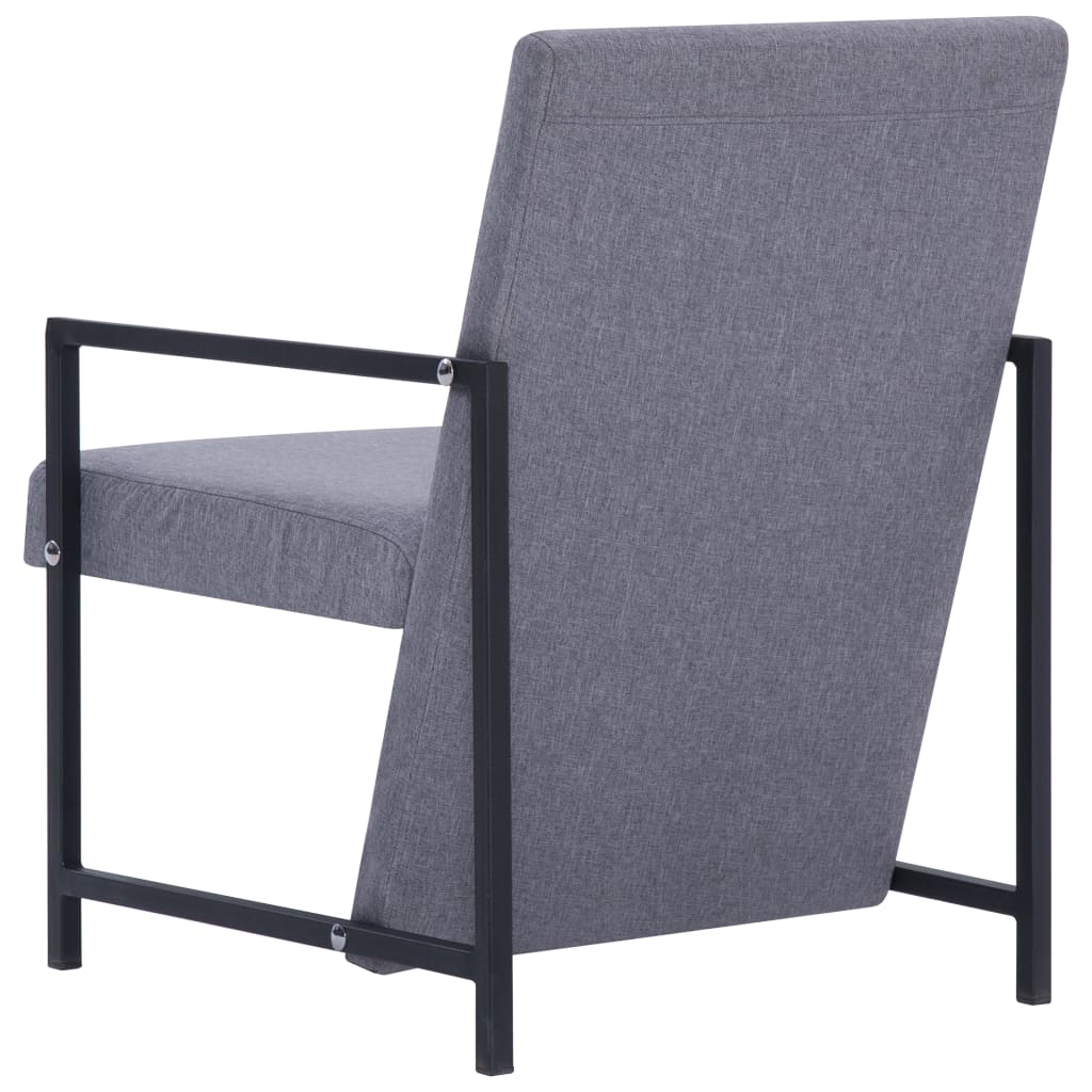 Fauteuil met chromen poten stof lichtgrijs