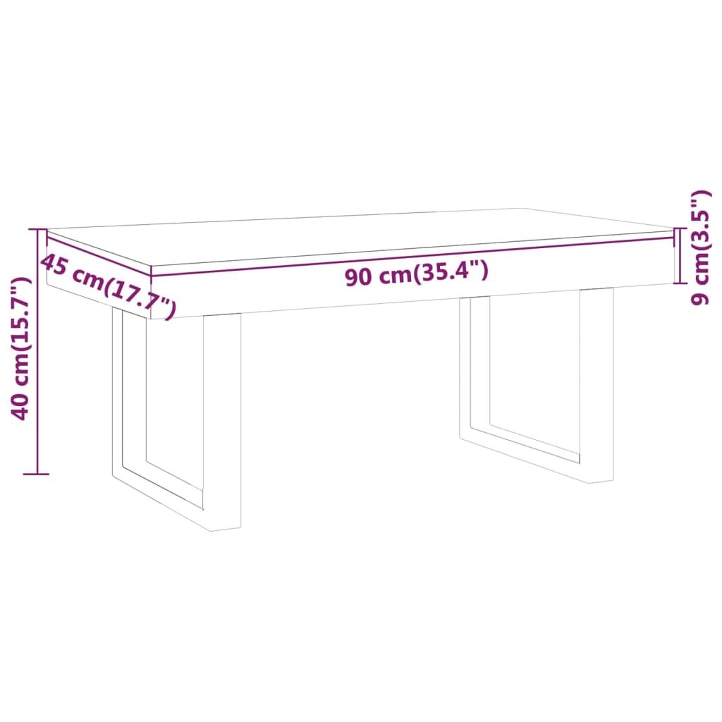 Salontafel 90x45x40 cm MDF en ijzer en zwart