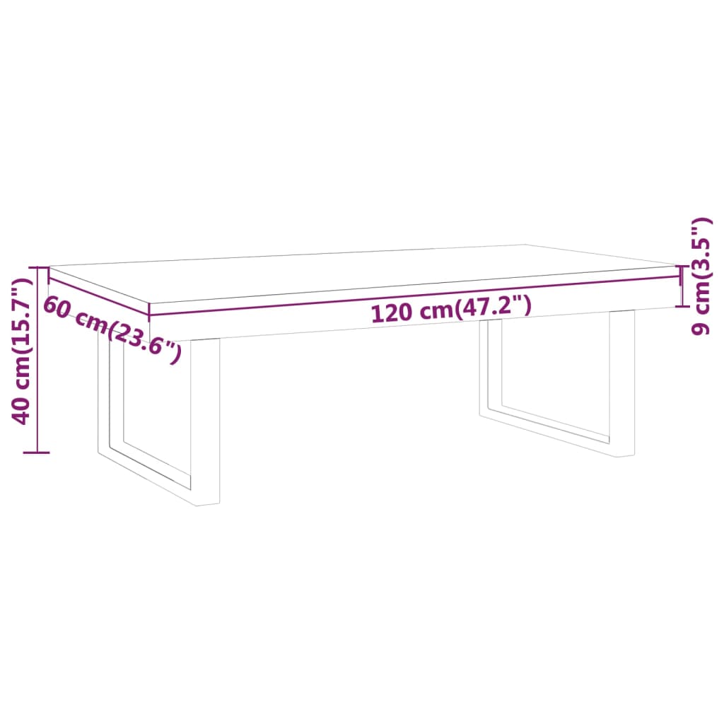 Salontafel 120x60x40 cm MDF en ijzer lichtbruin en zwart