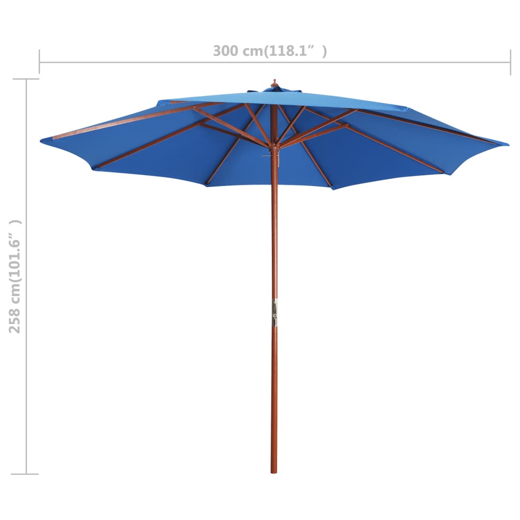 Parasol met houten paal 300x258 cm