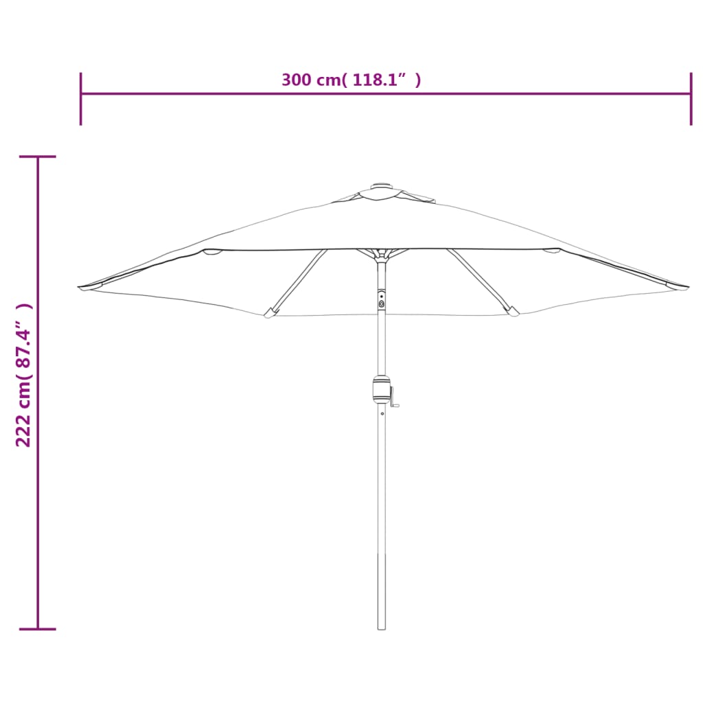 Parasol met metalen paal 300 cm blauw