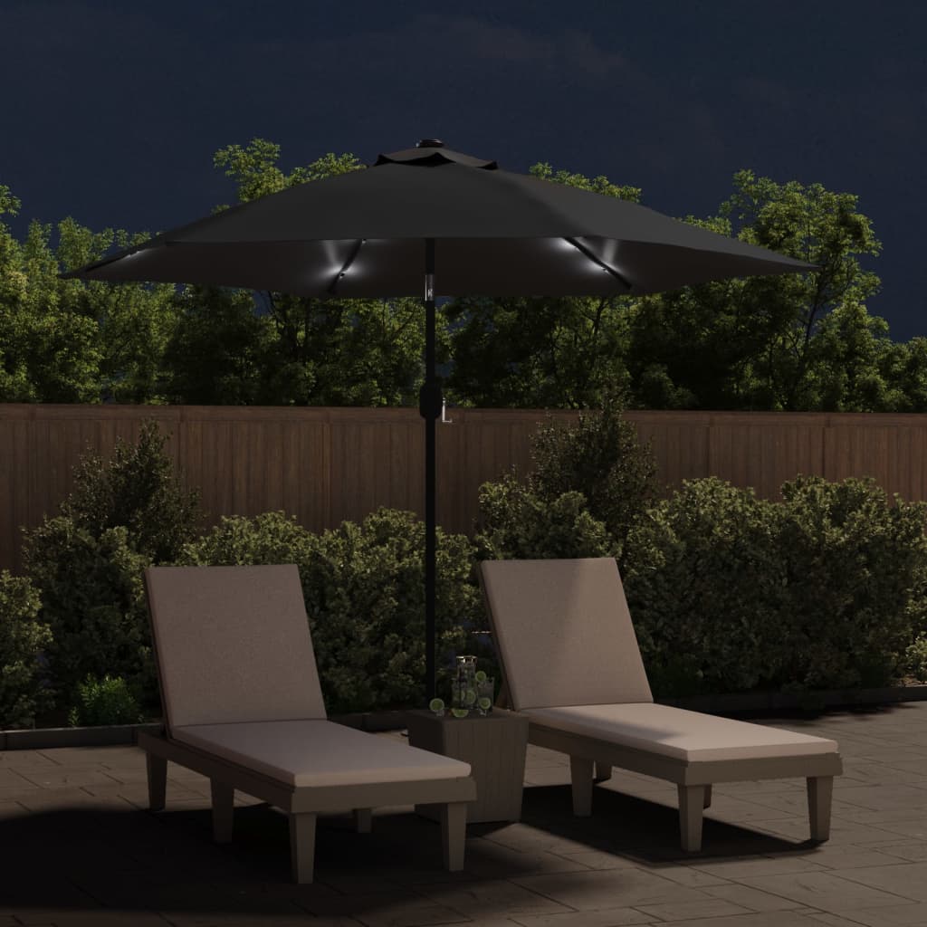 Parasol met LED-verlichting en stalen paal 300 cm