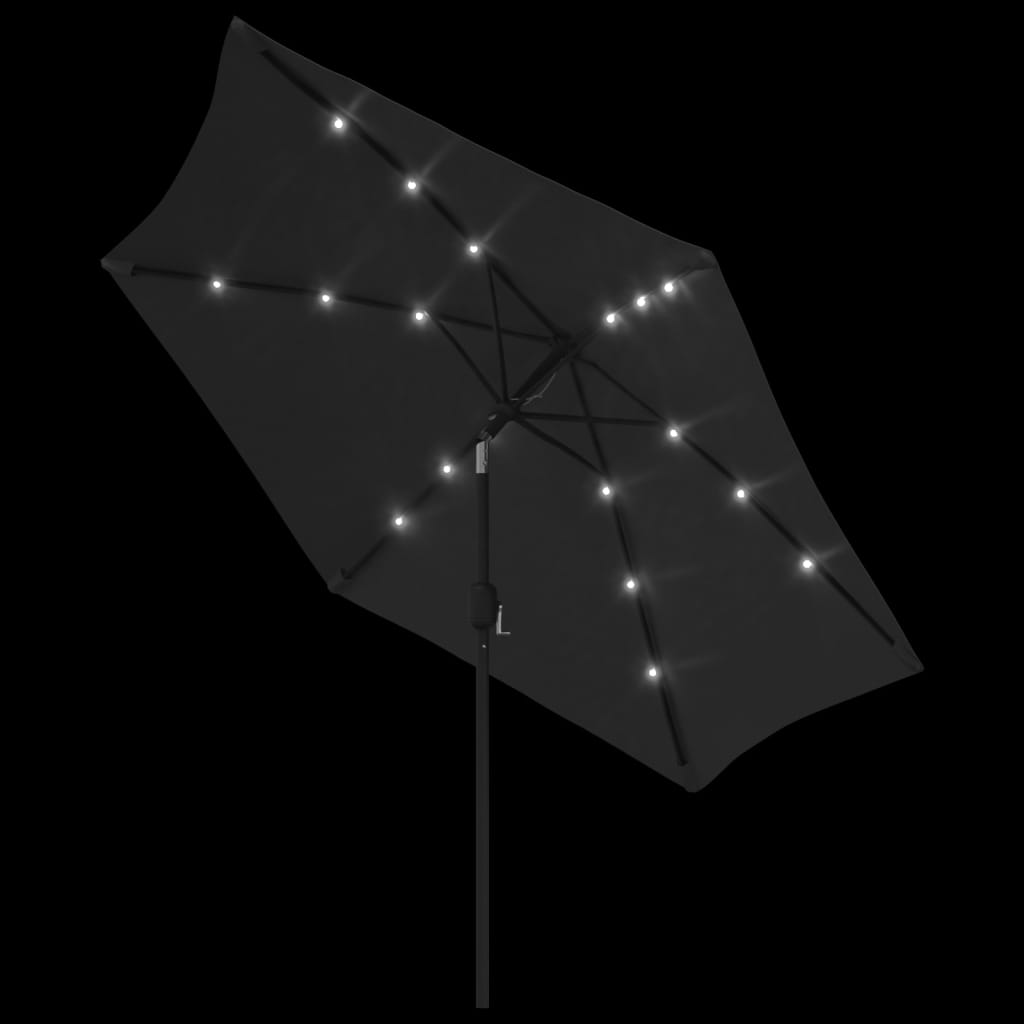 Parasol met LED-verlichting en stalen paal 300 cm