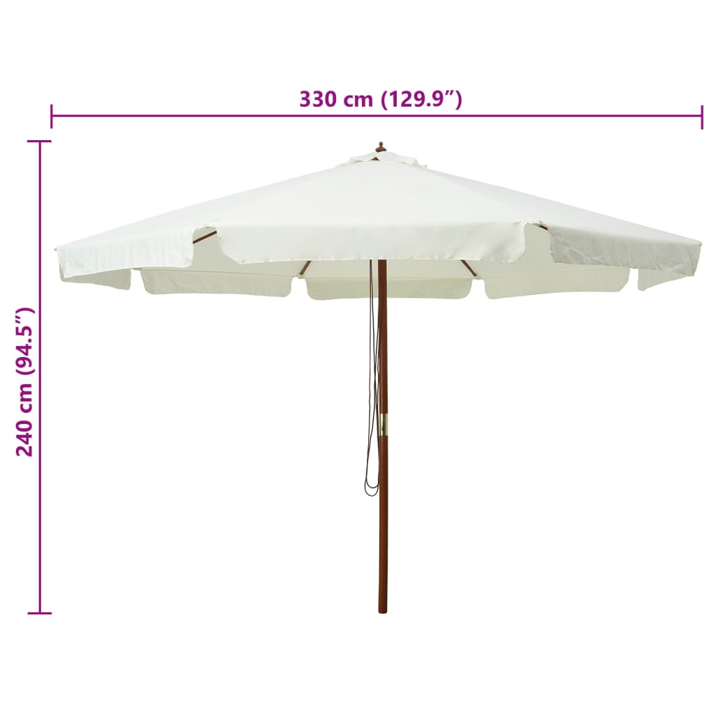 Parasol met houten paal 330 cm terracottakleurig