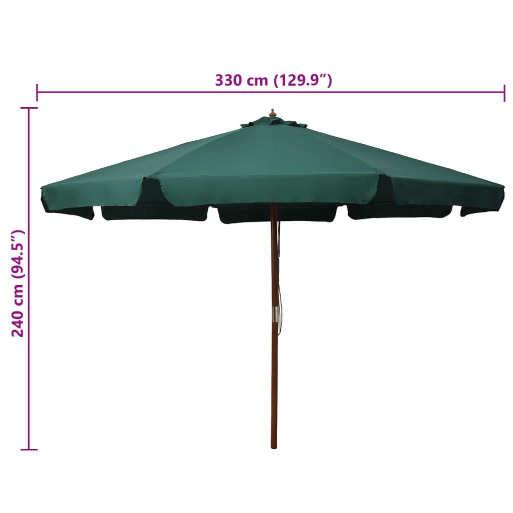 Parasol met houten paal 330 cm terracottakleurig