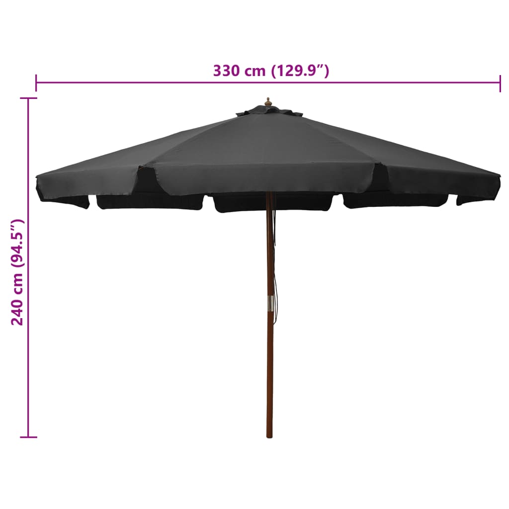 Parasol met houten paal 330 cm terracottakleurig