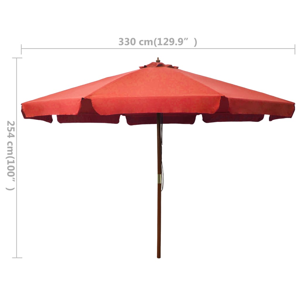 Parasol met houten paal 330 cm terracottakleurig