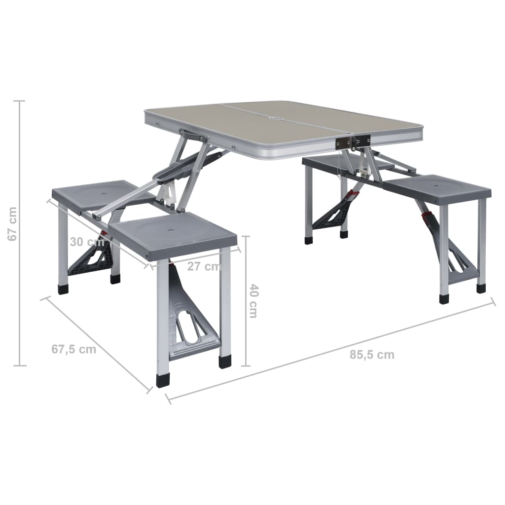 Campingtafel inklapbaar met 4 zitjes staal en aluminium