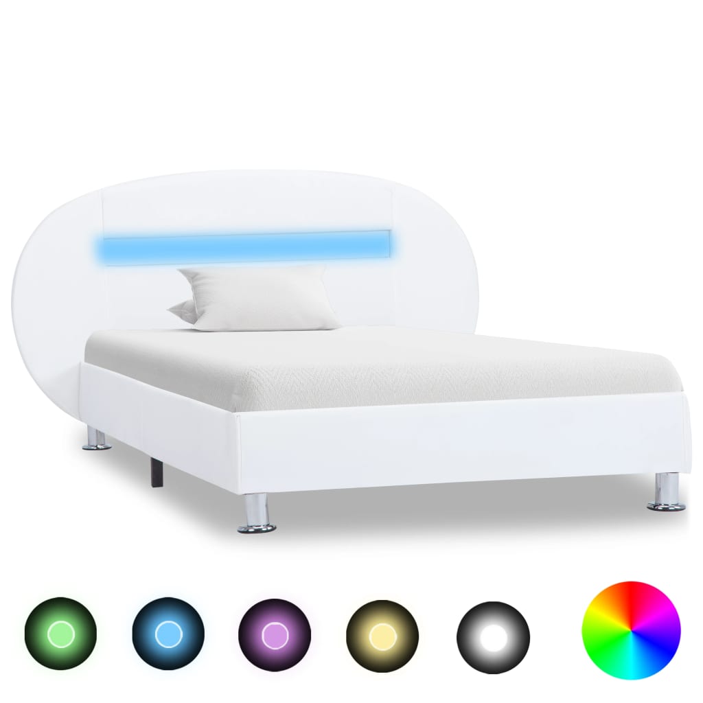 Bedframe met LED kunstleer 90x200 cm